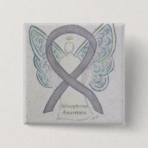 Badge Carré 5 Cm Schizophrénie Sensibilisation Ruban Angle Pins per
