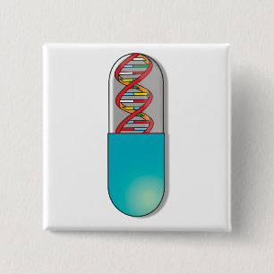Badge Carré 5 Cm Science de la capsule d'ADN