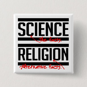 Badge Carré 5 Cm Science = faits et religion = faits alternatifs