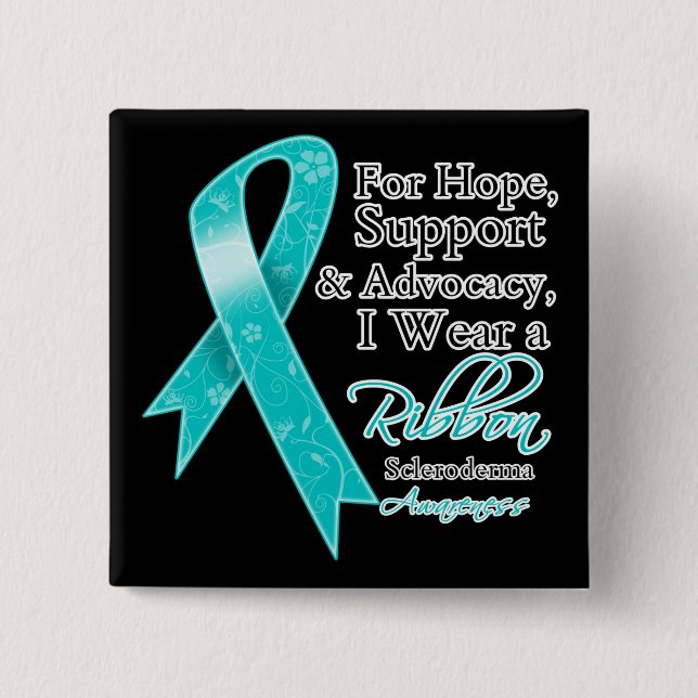 Badge Carré 5 Cm Scleroderma Soutien Espérance Sensibilisation (Devant)