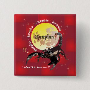 Badge Carré 5 Cm Scorpio October 24 à novembre 22 Button