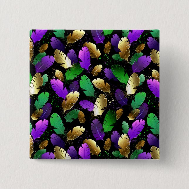 Badge Carré 5 Cm Seamless Pattern with Mardi Gras feathers (Devant)