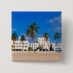 Badge Carré 5 Cm Secteur d'art déco de plage du sud Miami