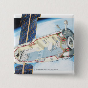 Badge Carré 5 Cm Section transversale de station spatiale actionné