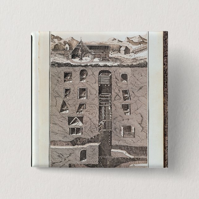 Badge Carré 5 Cm Section transversale d'une mine (Devant)