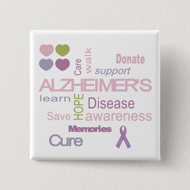 Badge Carré 5 Cm Sensibilisation à la maladie d'Alzheimer (Devant)