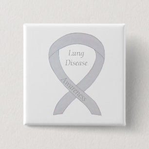 Badge Carré 5 Cm Sensibilisation à la maladie pulmonaire Perle Ruba
