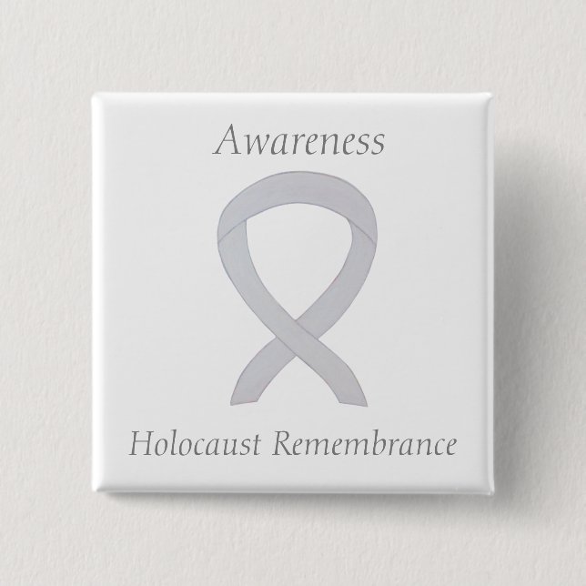 Badge Carré 5 Cm Sensibilisation à la mémoire de l'Holocauste Éping (Devant)