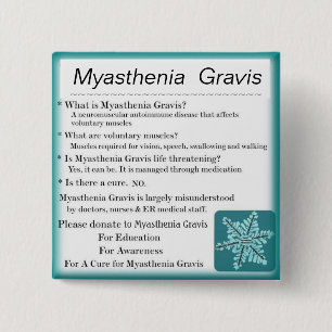 Badge Carré 5 Cm Sensibilisation à la myasthénie Gravis