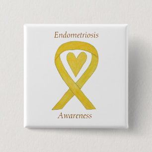 Badge Carré 5 Cm Sensibilisation à l'endométriose Ruban cardiaque É