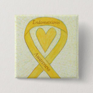 Badge Carré 5 Cm Sensibilisation à l'endométriose Ruban cardiaque É