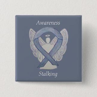 Badge Carré 5 Cm Sensibilisation à l'étalage Argent Angel Ribbon Pi