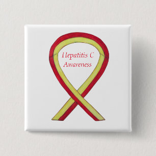 Badge Carré 5 Cm Sensibilisation à l'hépatite C (VHC) Épines de rub