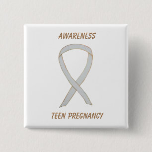 Badge Carré 5 Cm Sensibilisation Ado à la grossesse Ruban blanc Épi