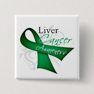 Badge Carré 5 Cm Sensibilisation au cancer du foie à ruban