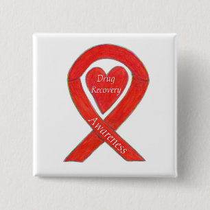 Badge Carré 5 Cm Sensibilisation au rétablissement des médicaments 