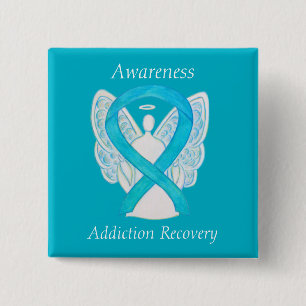 Badge Carré 5 Cm Sensibilisation au rétablissement Ruban Angel Pin