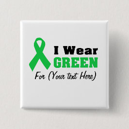 Badge Carré 5 Cm Sensibilisation au ruban vert personnalisé