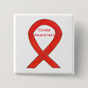 Badge Carré 5 Cm Sensibilisation aux accidents vasculaires cérébrau