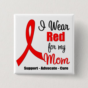 Badge Carré 5 Cm Sensibilisation aux AVC - Ruban rouge (Maman)