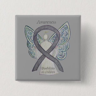 Badge Carré 5 Cm Sensibilisation aux déficiences des enfants Ruban