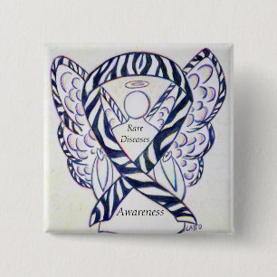 Badge Carré 5 Cm Sensibilisation aux maladies rares Ange Épingle 
