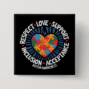 Badge Carré 5 Cm Sensibilisation sur l'autisme Respect autistique A