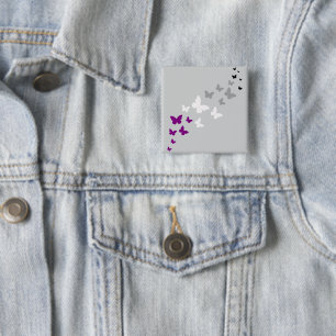 Badge Carré 5 Cm Sentier papillon de la fierté asexuelle