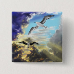 Badge Carré 5 Cm Sentiment de liberté - aquarelle