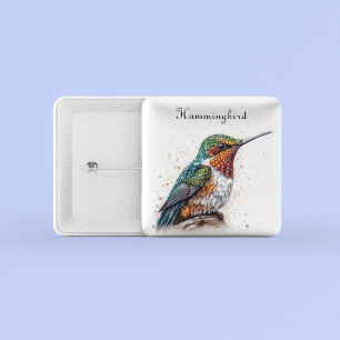 Badge Carré 5 Cm Sérénade de colibri bijou, personnalisé