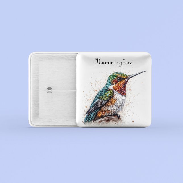 Badge Carré 5 Cm Serenade de colibri bijoux, coutume (Créateur téléchargé)