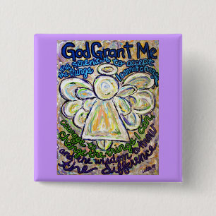 Badge Carré 5 Cm Serenity Prière Angel Art Peinture Pin
