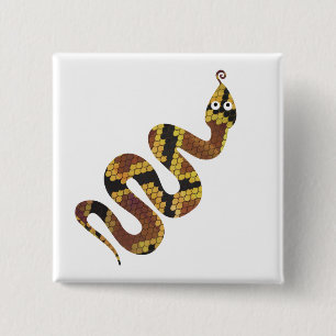 Badge Carré 5 Cm Serpent Brown et Silhouette Or