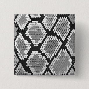 Badge Carré 5 Cm Serpent copie grise, de blanc et de noir
