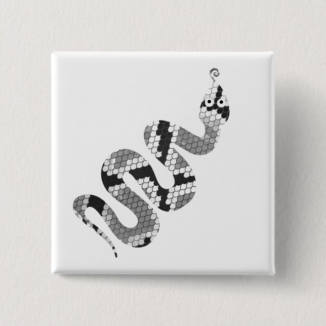 Badge Carré 5 Cm Serpent gris et silhouette gris clair (Devant)