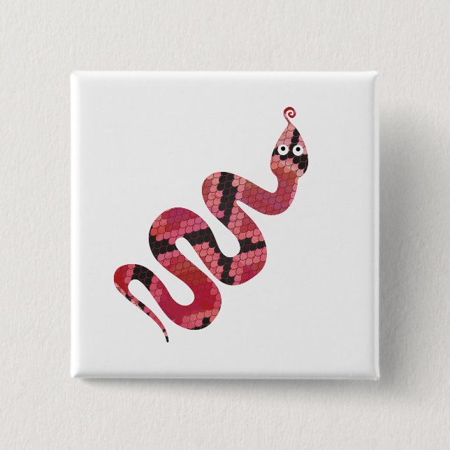 Badge Carré 5 Cm Serpent noir et rouge Silhouette (Devant)