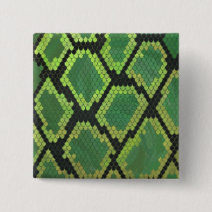 Badge Carré 5 Cm Serpent noir et vert