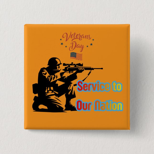 Badge Carré 5 Cm Service To Nation orange (Devant)