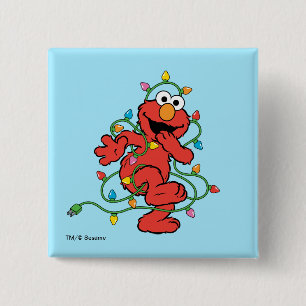 Badge Carré 5 Cm Sesame Street Lumières de Noël d'Elmo