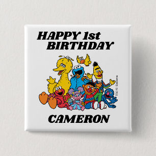 Badge Carré 5 Cm Sesame Street Pals 1er anniversaire