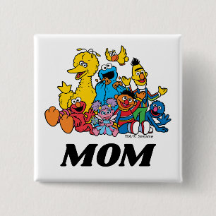 Badge Carré 5 Cm Sesame Street Pals 1er anniversaire Maman