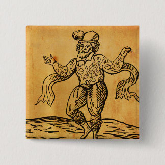 Badge Carré 5 Cm Shakespeare bouton de carré de gravure sur bois en