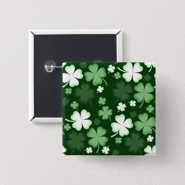 Badge Carré 5 Cm Shamrocks de la Saint Patrick (Devant & derrière)