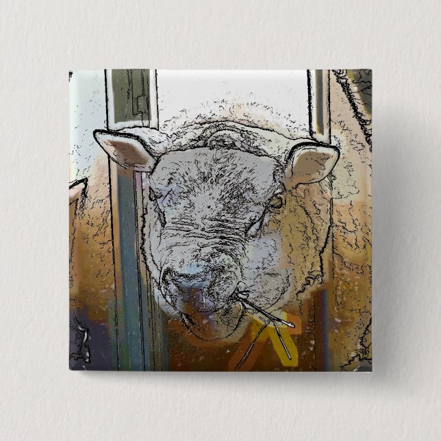 BADGE CARRÉ 5 CM SHEEP (Devant)