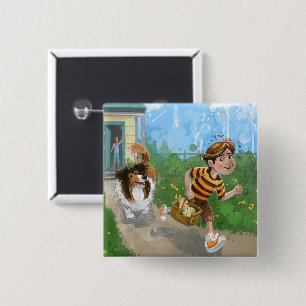 Badge Carré 5 Cm Sheldon et Davie Adventure