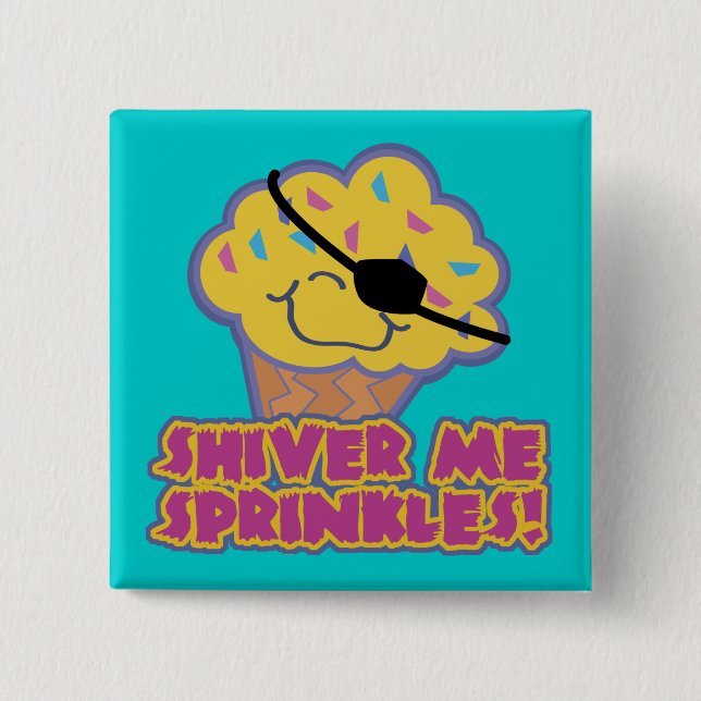 Badge Carré 5 Cm Shiver Me Saupouille Pirate Cupcake (Devant)