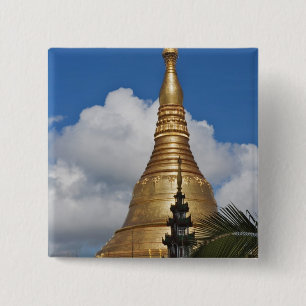 Badge Carré 5 Cm Shwedagon Pagoda, Yangon, Myanmar
