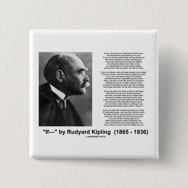 Badge Carré 5 Cm "Si" poème par Rudyard Kipling (Devant)