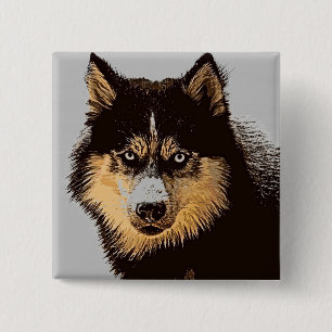 Badge Carré 5 Cm Siberian Husky