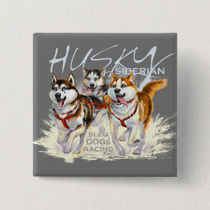 Badge Carré 5 Cm sibérien husky